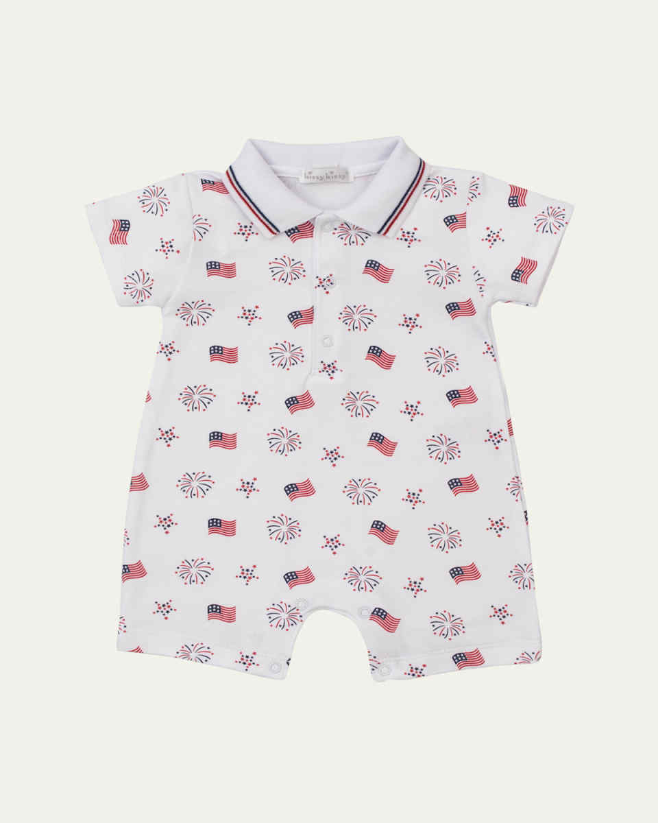 Boy's Bold Stripes and Bright Stars Short Playsuit, Newborn-18